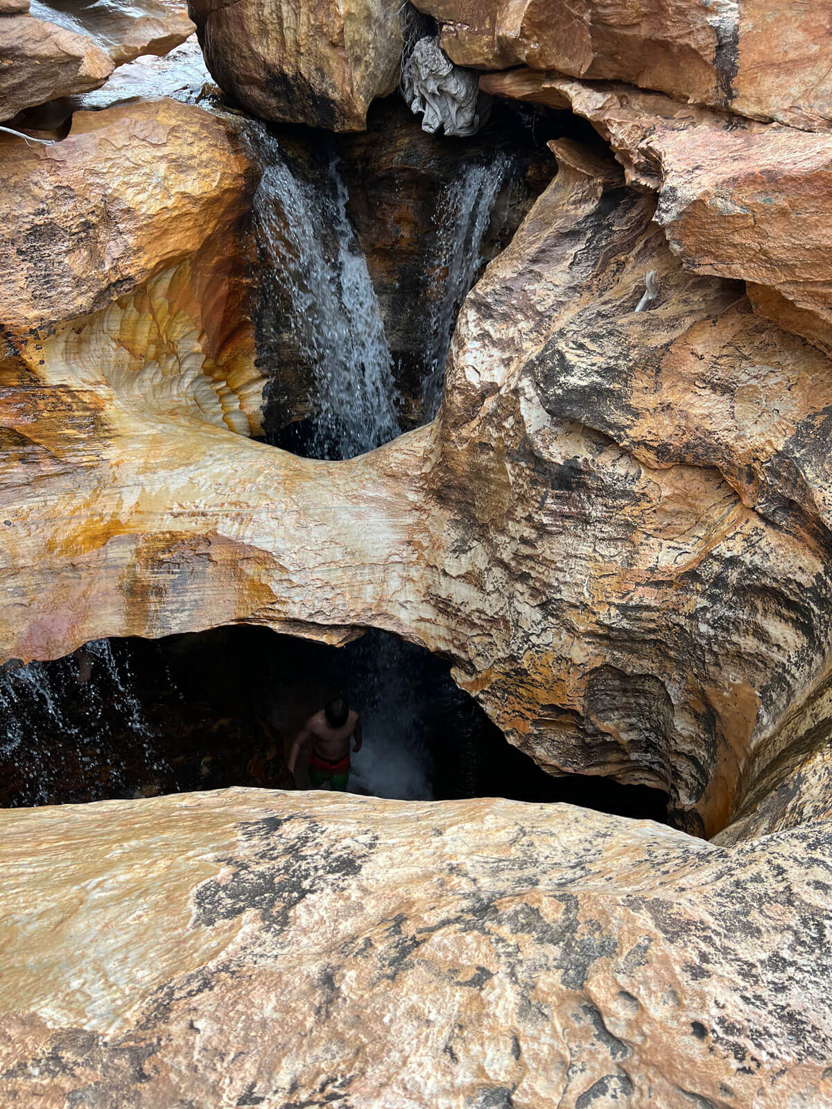 Man inside cave